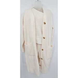 Victoria's Secret Women's XS/S Cream 3 Piece Top/Shorts/Sweater Pajama Set